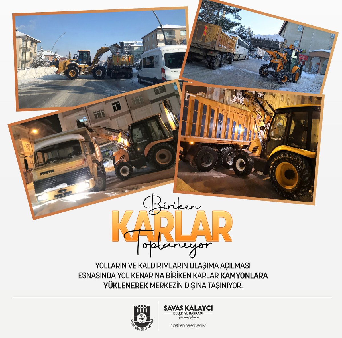 Yolların ve kaldırımların ulaşıma açılması esnasında yol kenarına biriken karlar kamyonlara yüklenerek merkezin dışına taşınıyor.
#TümEkiplerimizleSahadayız #VarGücümüzleÇalışıyoruz #KarTemizleme #Karaman #KaramanBelediyesi #SavaşKalaycı