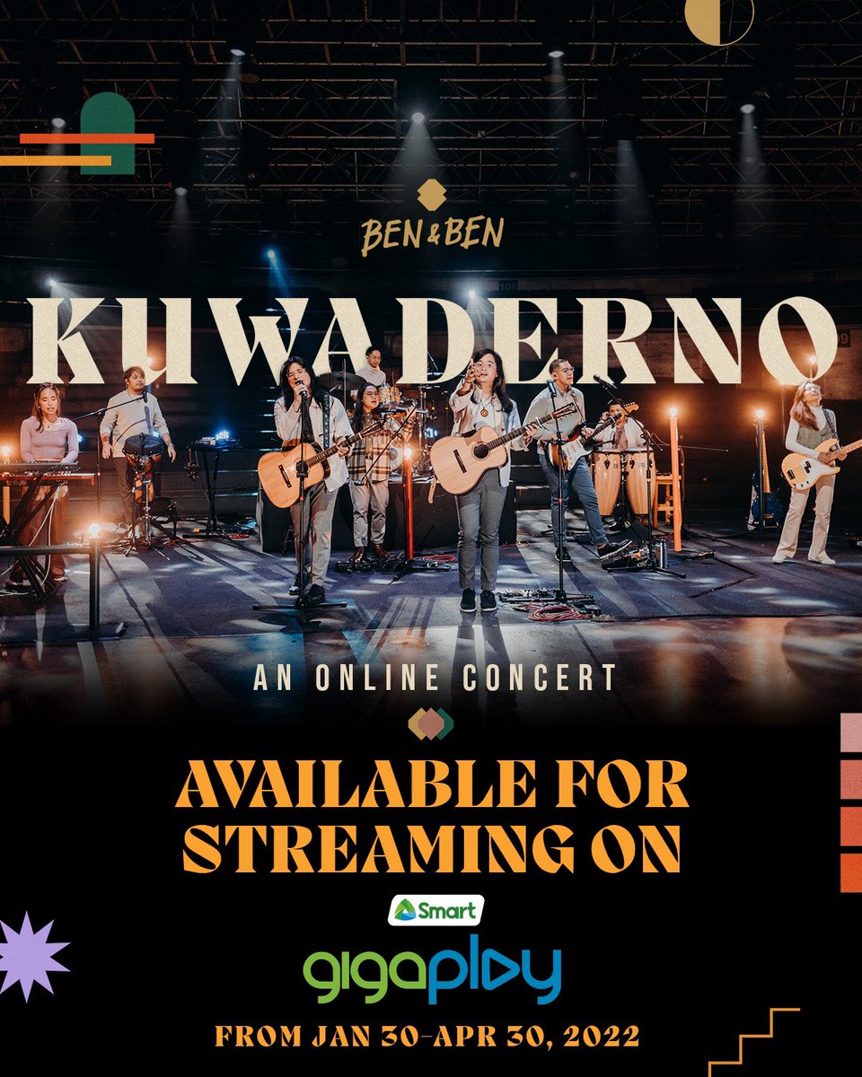 Ito na ang #KuwadernoExperience para sa lahat!

We’re so excited to announce that our concert will be AVAILABLE FOR STREAMING on the Smart GigaPlay App starting January 30 to April 30, FREE for Smart subscribers!

Stay tuned for more details!