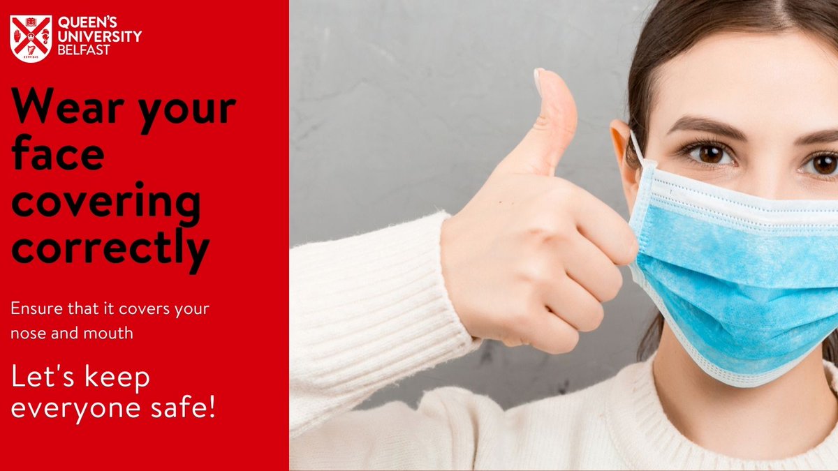 QUBLibrary's tweet photo. Remember to wear your face covering correctly, ensure that it covers your nose and mouth completely.

#KeepingYourLibrarySafe https://t.co/jqIirsoIwY