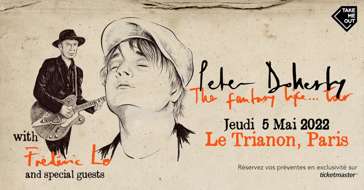 Concert parisien de <a href="/petedoherty/">Peter Doherty</a> et #fredericlo ! Ça sera le 5 mai, <a href="/LeTrianonParis/">Le Trianon</a>. Billets en vente à partir du 4 février sur <a href="/TicketmasterFR/">Ticketmaster.fr</a> #peterdoherty #letrianon #letrianonparis #thefantasylifeofpoetryandcrime #ticketmasterfr