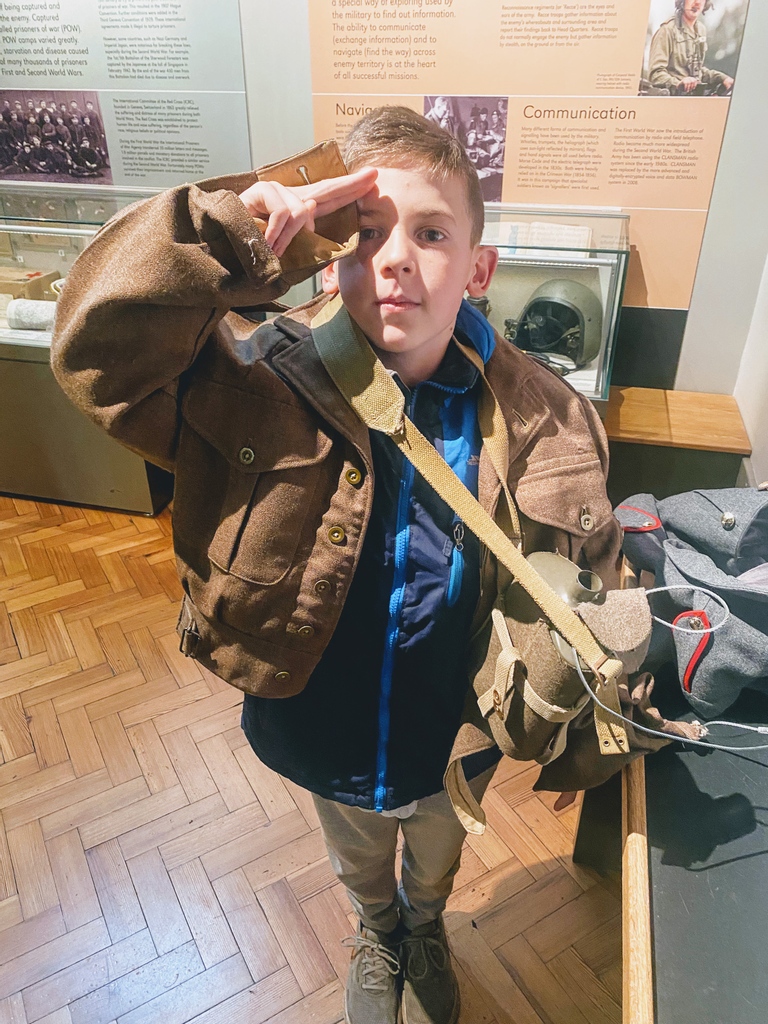 all_hogwarts's tweet photo. When they aren't too old to play dress-up 😊

My youngest trying on WW1 army clothing at #Derbymuseum 

#homeschoollife #homeschool #homeschoolfamily https://t.co/dF6UwQ2z8L