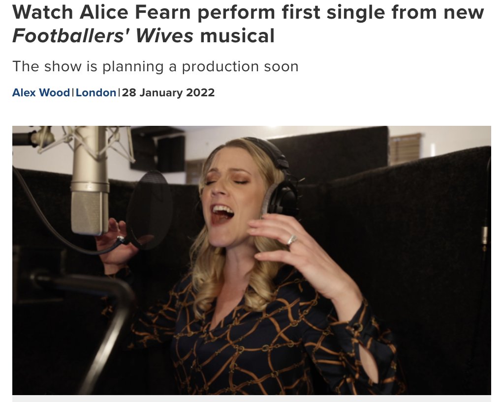 BACK OF THE NET! 1st KWPR announcement of the day! 1st song and video featuring <a href="/alice_fearn/">Alice Fearn</a> as team captain’s wife Tanya Turner in <a href="/FWMusical/">Footballers’ Wives The Musical</a>  ⚽️  whatsonstage.com/london-theatre…