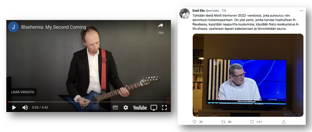 Jukka_Manninen's tweet photo. Päivän #aatos: Onko presidentinvaalien kampanjointi aktivoitumassa? On nähty tuota ihmissuhdevillapaitaa, on kuultu hevibändin thrash-riffejä. Mitä vielä? https://t.co/MPgpVzSWQM