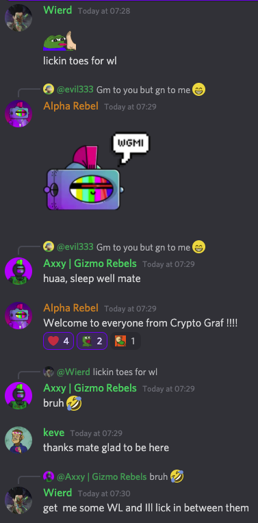 GizmoRebels's tweet photo. Our Gizmo are strange but we 💚 them 9000

2 reasons to join the mad discord community:

1. You need the crazy humour in your life during a dip 😆

2. You get auto-WL if you hold SMB, Degen DAOO, Thugbirdz, MMCC or Pesky Penguins 🤝 https://t.co/j9oeYTLiP2