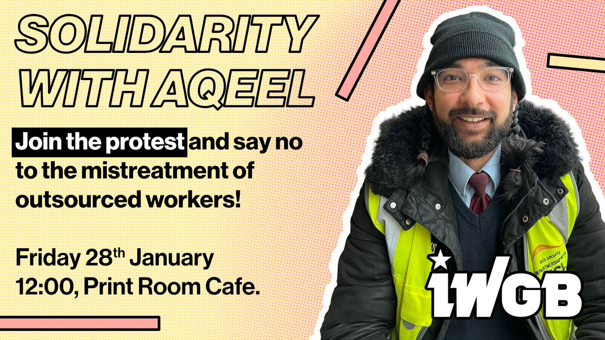 TODAY🚨Join the protest @ 12:00 in the Print Room Cafe UCL! Come down to show @ucl and @BidvestNoonan that we don’t tolerate this treatment to workers!