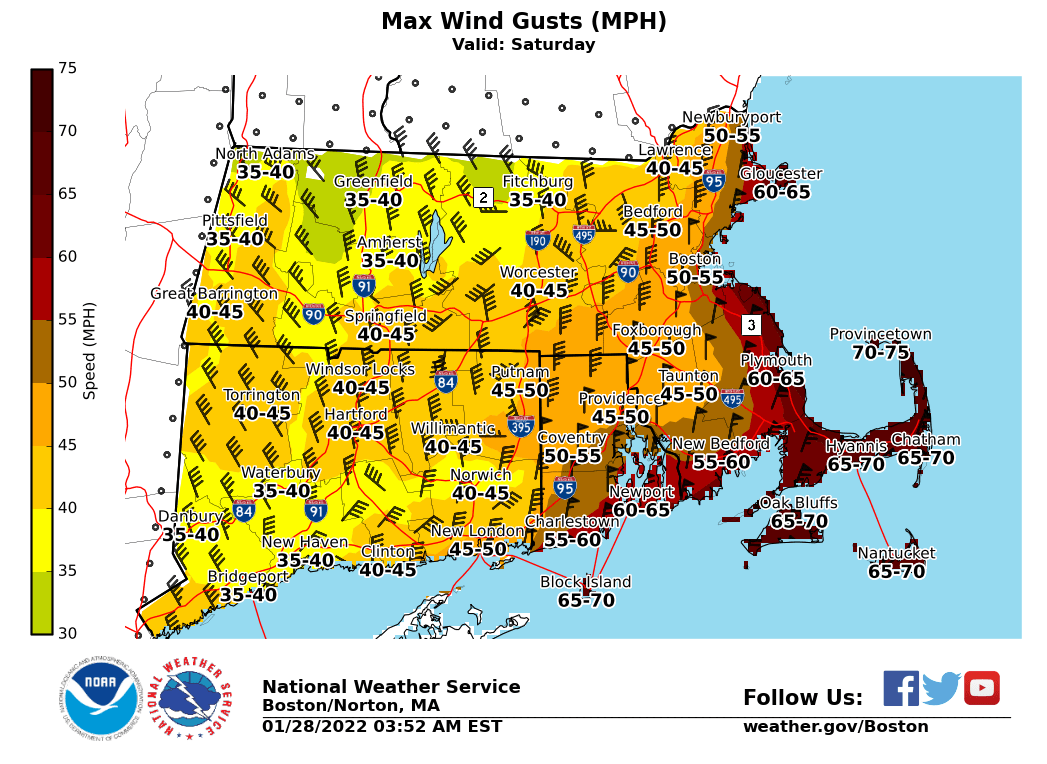 NWSBoston's tweet photo. [Friday 430 AM] Now is the time to prepare! Here are our latest thoughts on a strong coastal storm that will impact S New England tomorrow. A Blizzard Warning is in effect where confidence is highest that strong winds &amp; heavy snow will lead to low visibility. #MAwx #RIwx #CTwx https://t.co/euE8uODSGN