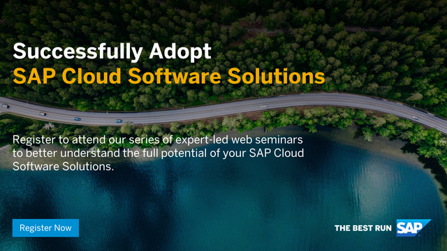 Jessie_Dch's tweet photo. Register and attend our series of expert-led web seminars to better understand the full potential of your SAP Cloud Software Solutions. Register today and don't miss out! Join the Cloud Adoption Program! #saptraining #sapcloudadoption https://t.co/aLODvvS2s5 https://t.co/wxxYELpfbi