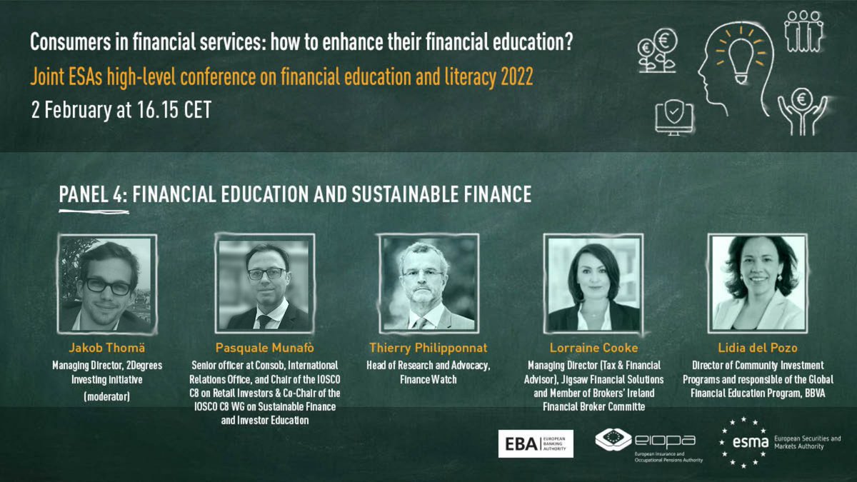 🥁 Warmed up for the #ESAFinEdu?

Join our distinguished panellists in exchanging ideas &amp; experiences, and raising awareness on #FinancialEducation and literacy 📚 → europa.eu/!YMFXTC

🔴 Live on 1 &amp; 2 February → bit.ly/3u60Ocu

cc: <a href="/EBA_News/">EU Banking Authority - EBA 🇪🇺</a>, <a href="/eiopa_europa_eu/">EIOPA 🇪🇺</a>