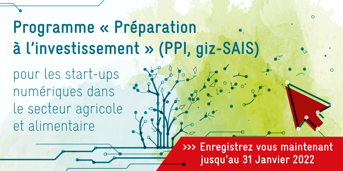 Last chance! ⌛️

Applications to the "GIZ-SAIS Investment Readiness Programme – 2022 – Francophone Africa" close Jan 31st ⏰ Selected #AgriTech &amp; #agrifoodsector startups receive training, hub integration, access to <a href="/giz_gmbh/">GIZ</a> network &amp; more 💡🌾🪴

▶️ buff.ly/3pDaOHn