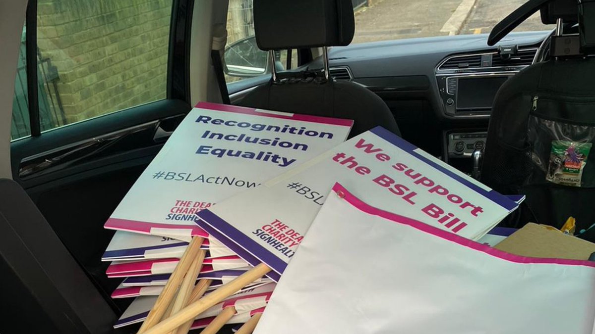 SignHealth's tweet photo. It's today! We are already on our way to the #BSLBill Rally at Parliament Square Garden. We hope you can come along and show your support too!

Don't forget to come in warm clothes and wear coloured gloves. See you there!

#BSLActNow
https://t.co/YvBnxCMBU7 https://t.co/7gGUypK0Pv