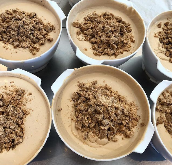 SimplyIceCream's tweet photo. Our Coffee and Kentish Cobnut Fudge ice cream contains cobnut flavoured fudge from @fudgekitchen_uk with real pieces of cobnut and a lasting, sweet coffee flavour. This is how it looks before it's hand whisked and potted. 

#coffee #icecream #kentish #cobnut #fudge #fudgekitchen https://t.co/nEUTNPejIm