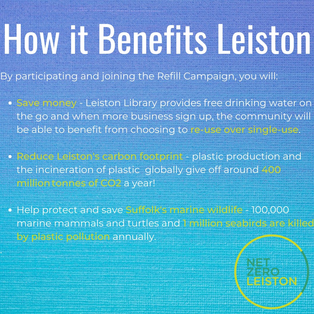 NetZero_Leiston's tweet image. Can your business follow Leiston Library’s lead and sign up to Refill, reducing Leiston's plastic waste and tackling climate change?

refill.org.uk

@SuffolkLibrary @refill
#NetZero #Leiston #Suffolk #ClimateChange  #community #Leistonlibrary  #refillrevolution #refill