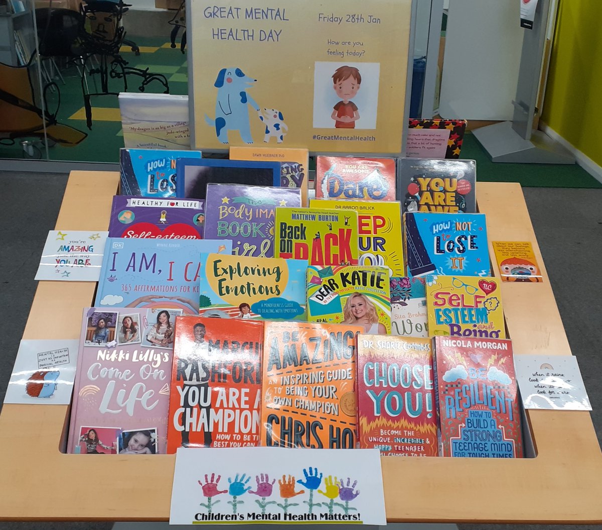 At #DalstonCLRJamesLibrary we're marking #London's first ever #GreatMentalHealthDay with a selection of books for children and young people. 

thriveldn.co.uk/greatmentalhea…

#HackneyLibs
#Wellbeing
#MentalHealthMatters