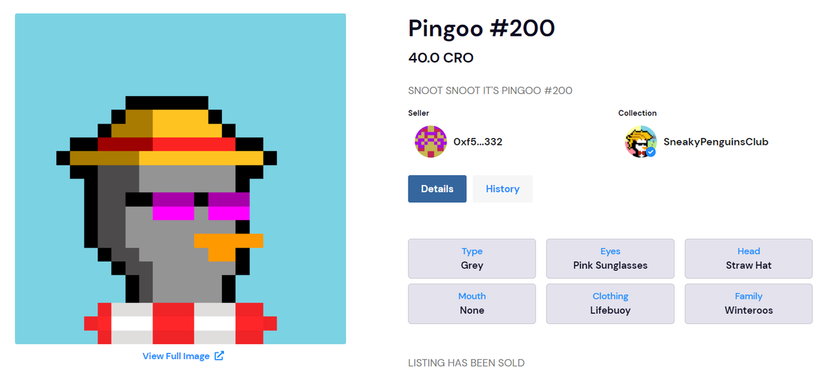 Global warming has visited <a href="/ebisusbay/">Ebisu's Bay | GameFi - NFT Market - DEX</a> and took away this little pingoo. Farewell Pingoo #200 🪦😢