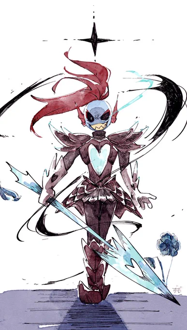 お題:「ふじみのアンダイン」
#アンダイン版深夜の真剣お絵描き60分一本勝負
Theme: "Undyne the Undying"
#Undyne1HourDraw

+15min
くろいかぜがないている 