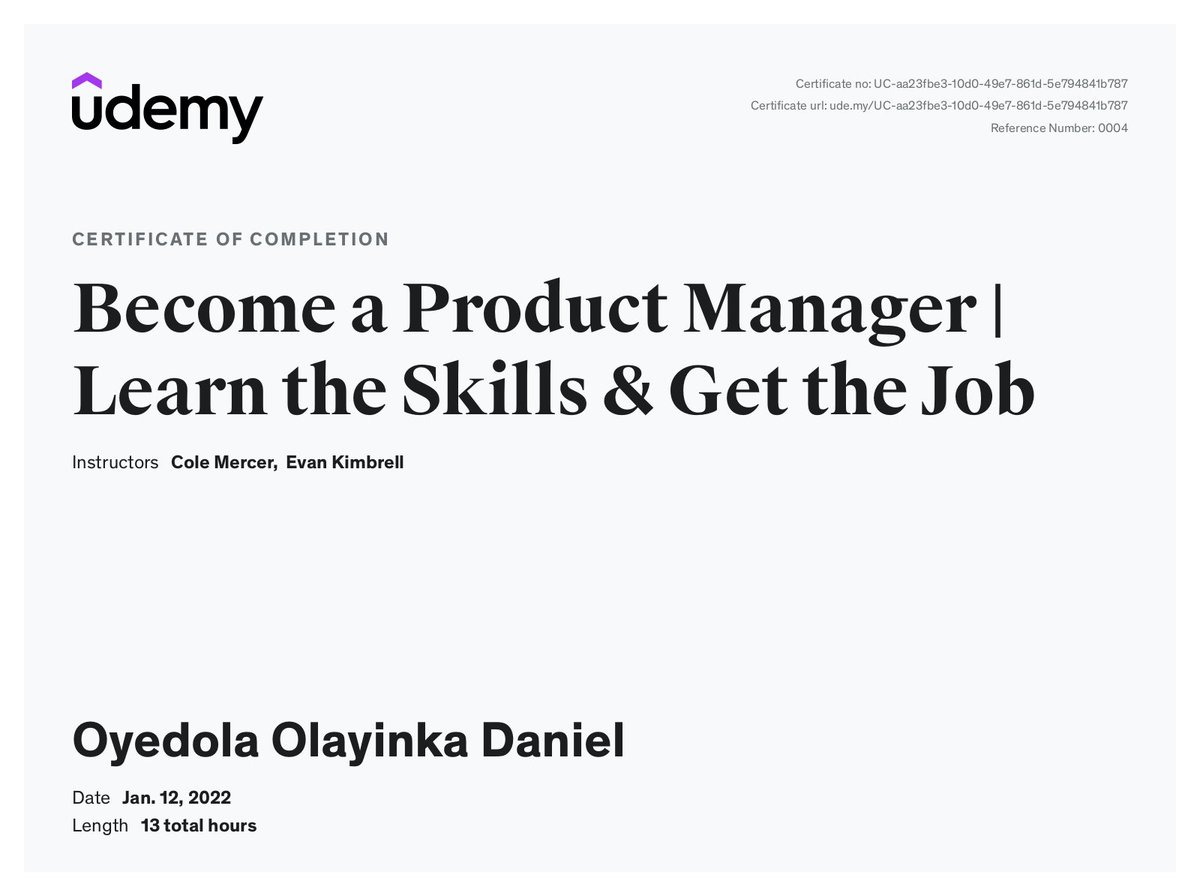 daniel_olayk's tweet image. 2 certifications in January 👍
Project management certified by @LI_learning
Product management certified by @udemy

#opentowork #projectmanagement #productmanagement