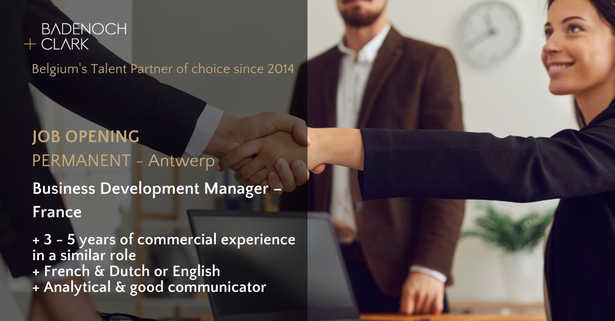 #newjobalert 📢| #businessdevelopmentmanager #france | Ines Cox, @BadenochClarkBE has a great opportunity! Contact her directly for more details!

ines@badenochandclark.be

#badenochandclark #permanentrecruitment #talentpartner #belgiumjobs