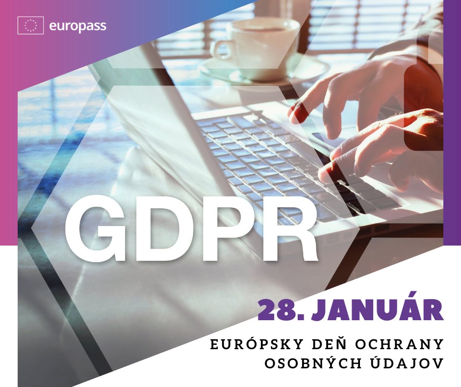 EuropassS's tweet photo. V Europasse je dňom ochrany osobn��ch údajov každý deň 🔐 
K medzinárodným dňom patrí Európsky deň ochrany osobných údajov, ktorý pripadá na dnes, 2️⃣8️⃣. januára. 
✅ O tom, kto bude mať prístup k vašim údajom a ako dlho, rozhodnujete vy sami.

#GDPR #europass #DataProtectionDay https://t.co/4wbFbDvpF8
