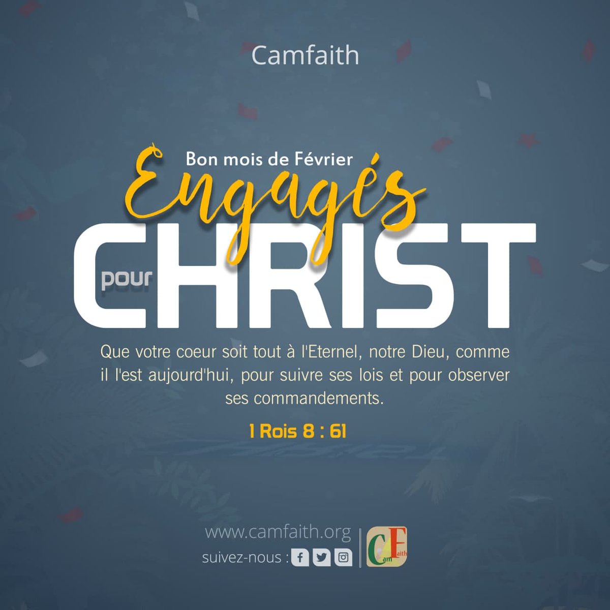Camfaith_CF's tweet photo. Il n'y a pas de mois plus difficile ou plus facile que d'autres, il n'y a que des personnes qui ne s'abandonne pas à la facilité vaine de ce monde ou pas ! 
Nous nous sommes engagés à rester attaché à l'idéal de Christ : 𝗘𝗻𝗴𝗮𝗴𝗲𝘀 𝗽𝗼𝘂𝗿 𝗖𝗵𝗿𝗶𝘀𝘁 https://t.co/VF5zYiiDvl