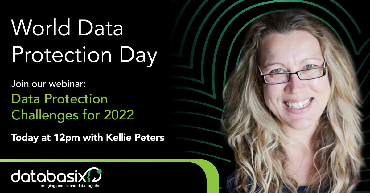 DbxUK's tweet photo. Today is World Data Protection Day!!!
To celebrate this day, Kellie Peters delivers a free webinar highlighting the Data Protection Challenges for 2022.
Join us today at 12pm by signing up here: https://t.co/bsxkOgs39f
#worlddataprotectionday https://t.co/QeX4I6s6kl