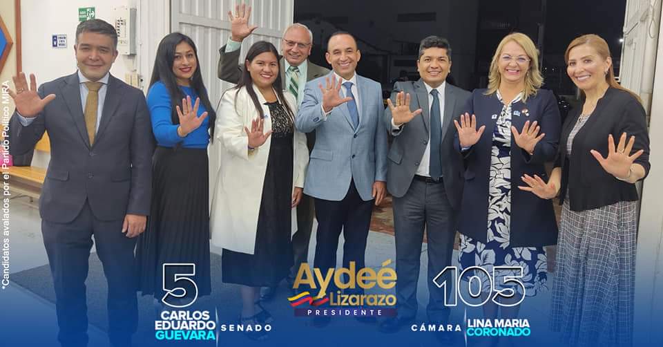 Este 13 de Marzo mi voto 🗳 es por <a href="/PartidoMIRA/">Partido MIRA</a>

A la presidencia <a href="/aydeelizarazoc/">Aydeé Lizarazo Cubillos</a>

Al senado por <a href="/carlos_guevara/">Carlos Edo Guevara</a> Marcando MIRA/CJM el No. #5

A la cámara por <a href="/LinaCoronadoM/">Lina Coronado</a>  Marcando MIRA/CJL el No. . #105

<a href="/CesarEdoMoreno/">Cesar Moreno</a> <a href="/alexpeinado_O/">Alexander Peinado O.</a>