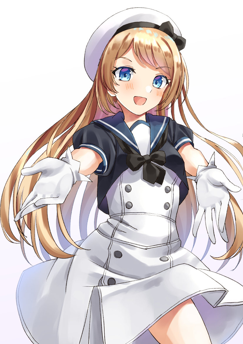 jervis (kancolle) 1girl blonde hair solo blue eyes gloves white gloves dress  illustration images