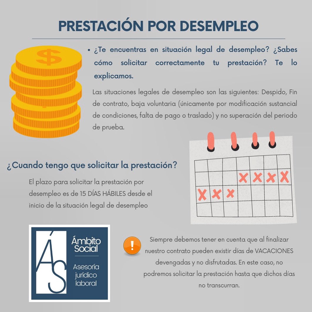 ambitosocial's tweet photo. Llegamos al final de esta semana con unas notas prácticas sobre la prestación por desempleo ✍️ https://t.co/Chetgxf6dl