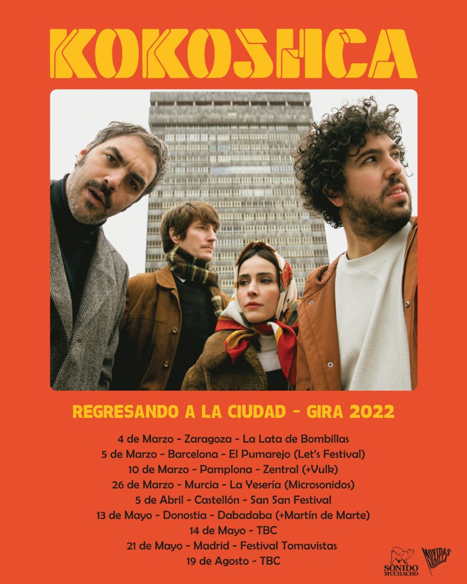 uneteakokoshca's tweet photo. ¿Qué tal , amantes? Anunciamos las primeras fechas de REGRESANDO A LA CIUDAD Gira 2022.

En nuestro Linktree hay más información: https://t.co/IRrxiZL3m9

#Kokoshca #Shows #Directo #Regresandoalaciudad https://t.co/oMK5WTG18Z