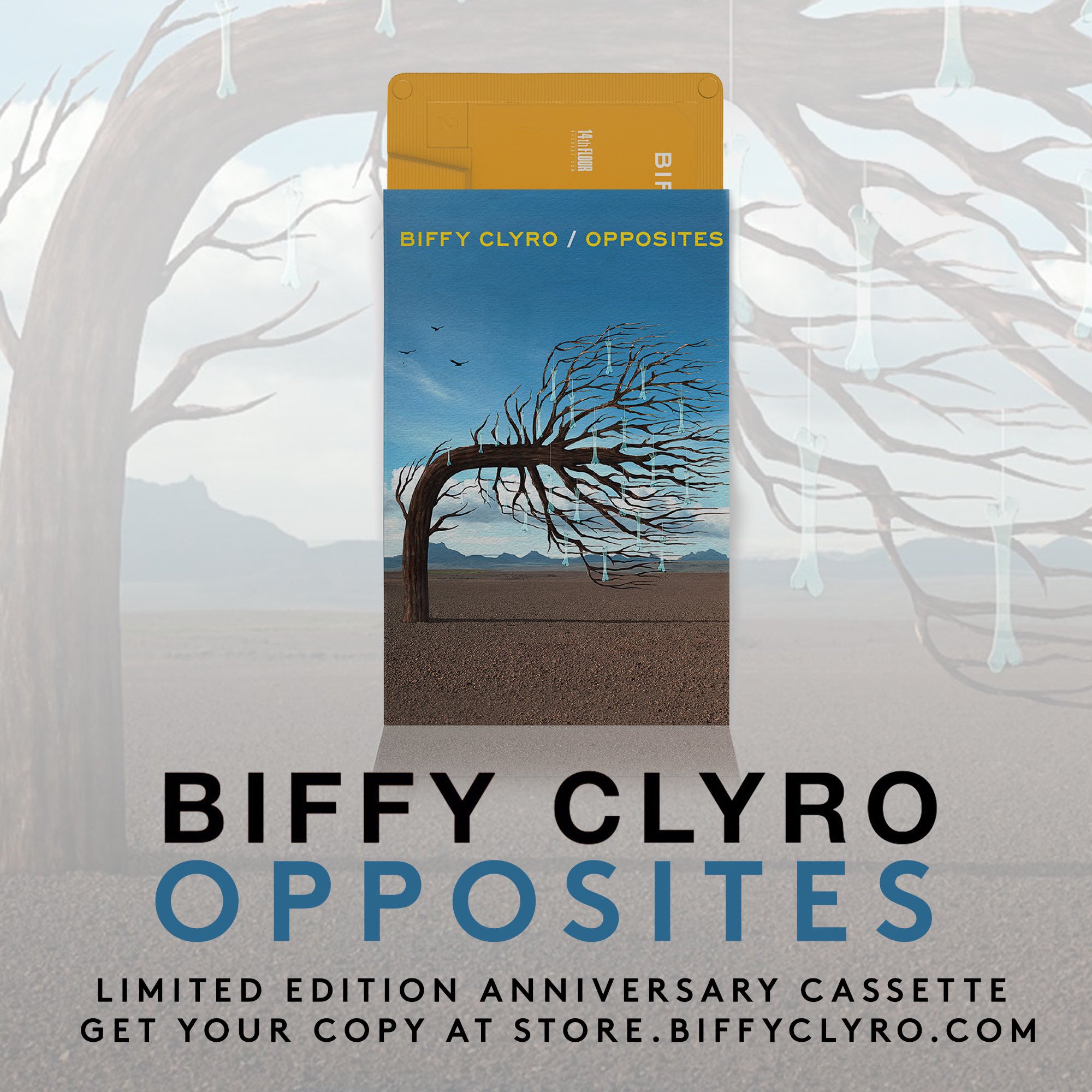 Biffy Clyro on "To celebrate 9 years since the release Opposites, we are releasing a limited edition cassette of the double album. Only 500 copies available, each one will be
