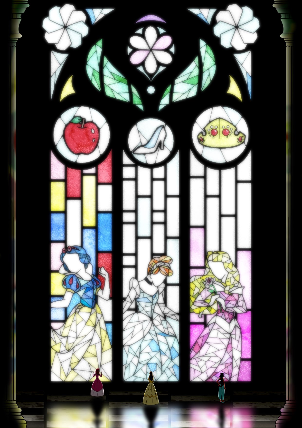 嫉妬丸 Disney Disneyprincess Disneyfanart ディズニーイラスト ディズニーファンアート ステンドグラス ディズニープリンセスとステンドグラスの組み合わせはさいっこうに最高ですね ディズニー最高 プリンセス最高 T Co Gon5eceshd