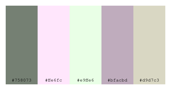ColPaletteBot's tweet photo. Beep beep, here's a pretty color palette for you!
color-scheme.js parameters used:
- hue: 320
- variation: pale
- colors: #758073, #ffe6fc, #e9ffe6, #bfacbd, #d9d7c3
Have a lovely day!
#twitterbot #colorpalette #colors #palette #prettycolors https://t.co/1JrRsCdWne