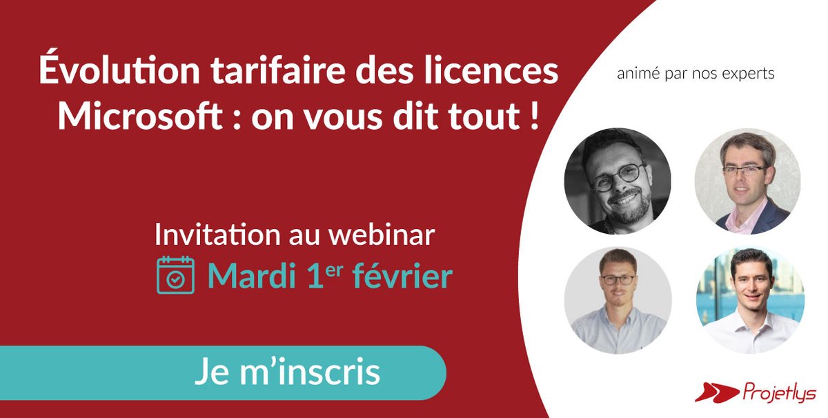 BlueSoftEmpower's tweet photo. ⌛️👀 J-4 avant notre webinaire sur l'évolution tarifaire des #licences #Microsoft.
Au 1er mars, des choses vont bouger, mais pas de panique, on vous dit tout ! 🔎
🗓️ Mardi 1er février, à 14h
Inscrivez-vous ici 👉 https://t.co/8BDDt3dCbt https://t.co/FQZdb31rPT