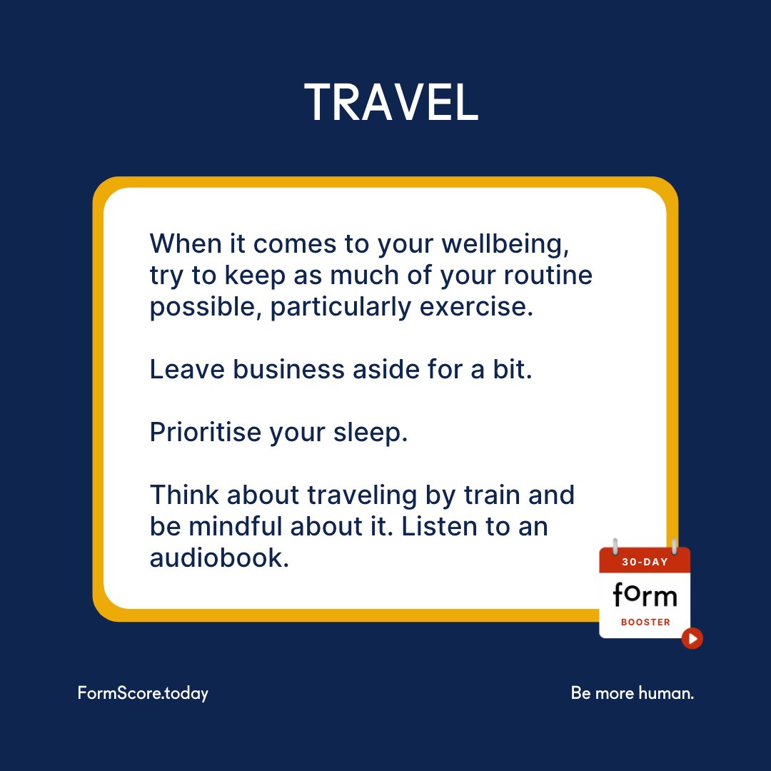 FormScore's tweet image. #Travel is not something we&apos;ve done a lot recently, but travel is increasingly one of the most impactive drivers of form that we see in the data. Both boosting and lowering our form.

🎬 WATCH today&apos;s bite-sized video here:
formscore.today/courses/travel

#30dayformbooster #FormScore
