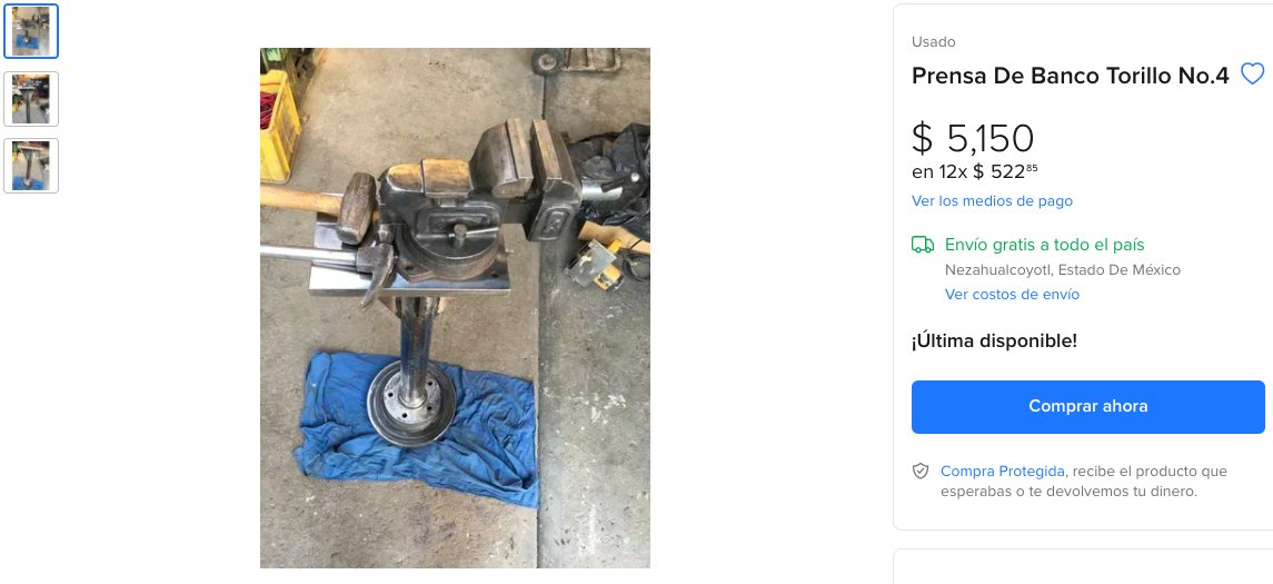 mic_industrial's tweet photo. PRENSA DE BANCO TORILLO 4.

-Prensa de banco Torillo No4.
-Base de prensa yunke, con placa de 2.54cm de espesor. 
-Poste anclable.
$5150.00
#torillo #tornillodebanco #pensadebanco #tornilloindustrial #prensaindustrial https://t.co/c5rIiCRfYZ