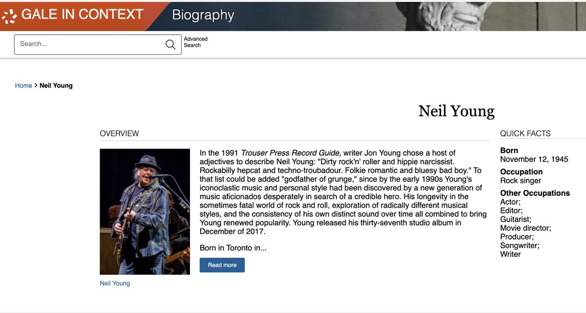 vencolibrary's tweet photo. Have you used Gale's Biography in Context in your eLibrary?
It's a very comprehensive resource. Give it a look today.
https://t.co/hNmuuV1uoE
#vcLibraries https://t.co/n4kChCLz83