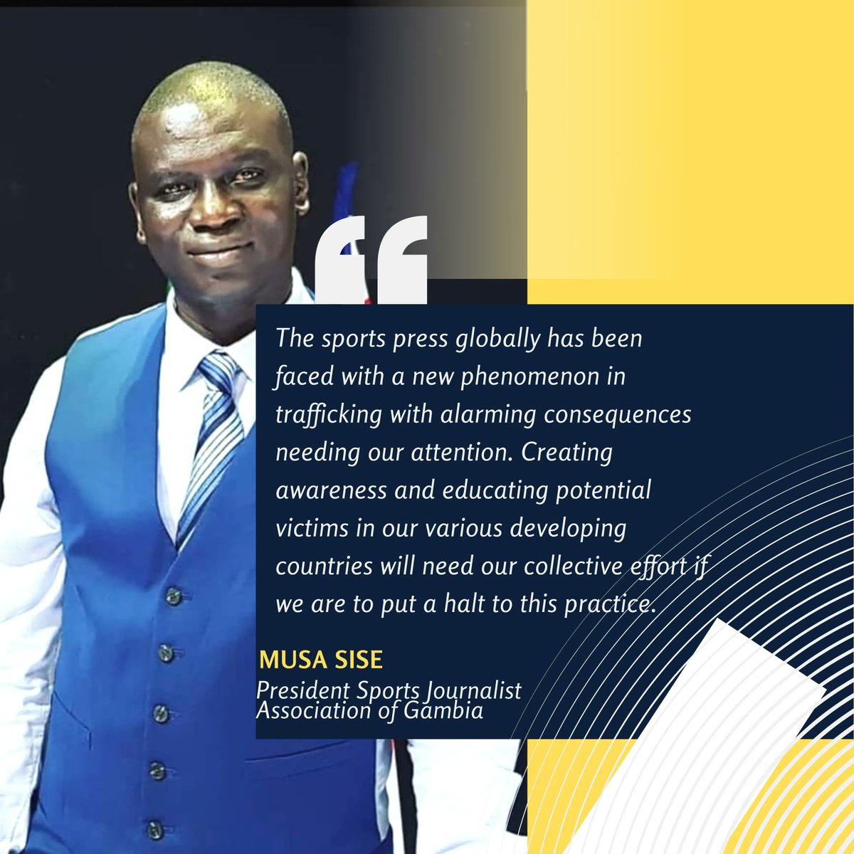 mission_89's tweet photo. You heard it from the Sports Journalist Association of Gambia President Musa Sise. Awareness and education will help our fight against Sports Trafficking.

Link in the bio to know more about sports trafficking.

 #humantraffickingisreal #modernsalvery #endsportstrafficking https://t.co/zT99B6tpGv