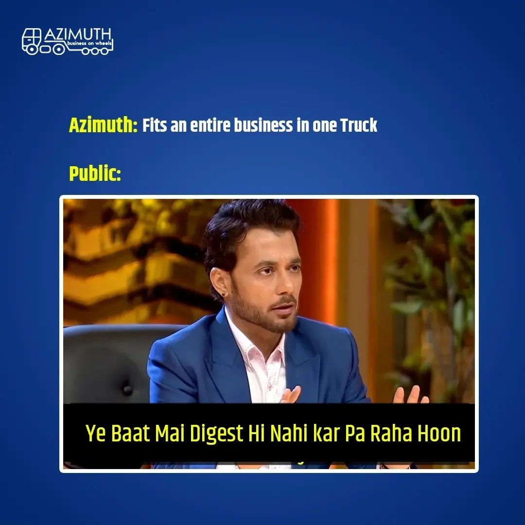 AzimuthWheels's tweet photo. Memes hamari expertise nahi hai but we are not out 👆

We can scale your business just like a shark 🦈

Contact us to customize your Business Truck today!

#Azimuth #sharktankmemes #SharkTankIndia https://t.co/WsgMw8086i