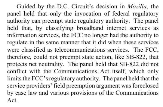 Talk about a way to start the morning. California prevails on state net neutrality law.