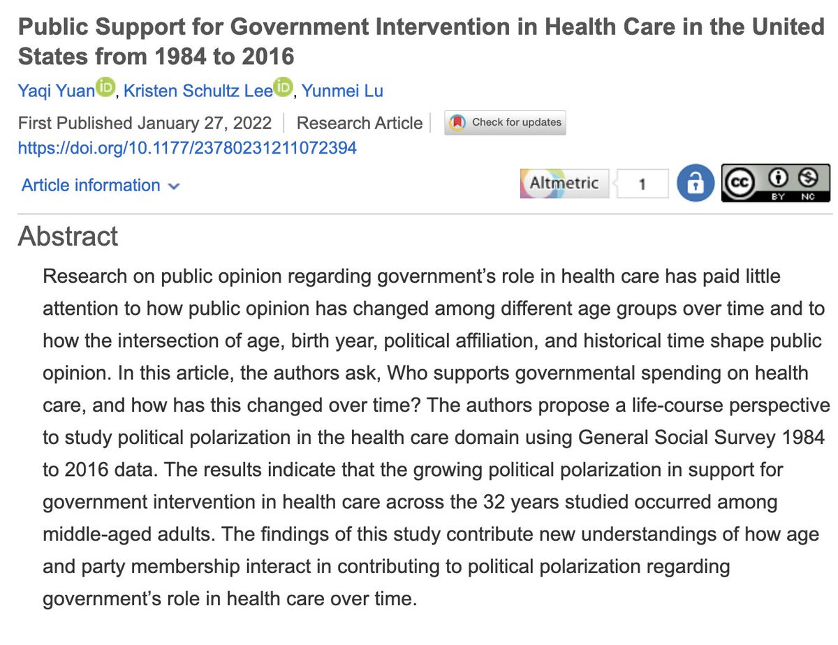 Socius: Sociological Research for a Dynamic World (@sociusjournal) on Twitter photo NEW #OA research - "Public Support for Government Intervention in Health Care in the United States from 1984 to 2016" by <a href="/samsamyuan/">Sam Yuan(she/her)</a> Kristen Schultz Lee and <a href="/yunmeilu/">Yunmei (Iris) Lu</a> is out now!
journals.sagepub.com/doi/full/10.11…
#soctwitter #openaccess #opensociology #openscience NEW #OA research - "Public Support for Government Intervention in Health Care in the United States from 1984 to 2016" by <a href="/samsamyuan/">Sam Yuan(she/her)</a> Kristen Schultz Lee and <a href="/yunmeilu/">Yunmei (Iris) Lu</a> is out now!
journals.sagepub.com/doi/full/10.11…
#soctwitter #openaccess #opensociology #openscience