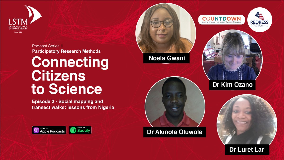 Kim Ozano (@kim_ozano) on Twitter photo We are now live on Spotify and Apple -In E2 we talk to Noela Gwani and Luret Lar about transect walks and social mapping to tackle NTD inequities in Nigeria #WorldNTDDay #CCtoS <a href="/noelagwani/">noela gwani</a> <a href="/DrLuretLar/">Luret</a> <a href="/Dr_OluwoleAS/">Oluwole Akinola</a> <a href="/rachaelthom7/">rachael thomson</a>
…ool-of-tropical-medicine.captivate.fm We are now live on Spotify and Apple -In E2 we talk to Noela Gwani and Luret Lar about transect walks and social mapping to tackle NTD inequities in Nigeria #WorldNTDDay #CCtoS <a href="/noelagwani/">noela gwani</a> <a href="/DrLuretLar/">Luret</a> <a href="/Dr_OluwoleAS/">Oluwole Akinola</a> <a href="/rachaelthom7/">rachael thomson</a>
…ool-of-tropical-medicine.captivate.fm
