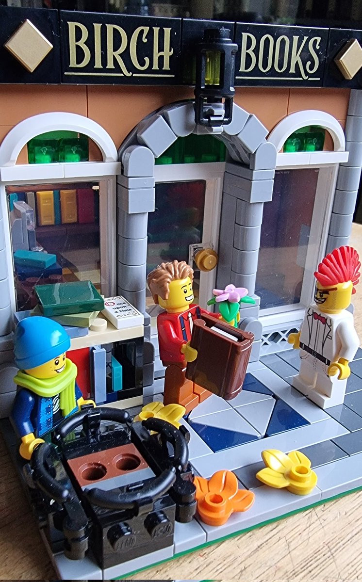 plymcaire's tweet photo. Well it's took a day longer than expected but we got Paul's book shop built.... I guess his names Paul Birch, if not he really likes trees. And this kid, he just won't leave me alone, something about a plane... I suppose he's called Airbus. #Lego https://t.co/x2vsKzJvQs