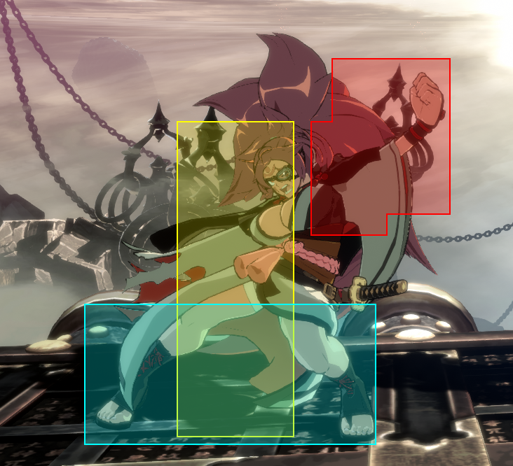 MergicMagaki's tweet photo. Wanted to check Baiken's hitboxes so might as well make a thread for it.

#GGST_BA 
5P/2P/6P/jP https://t.co/MYJhju1dHX