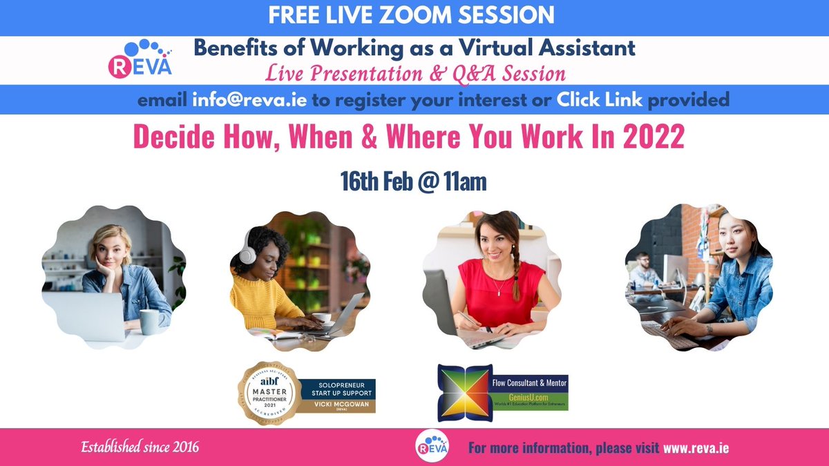 Are you ready to take control of how, when and where you work in 2022? Join us on 16th Feb @ 11am for a live interactive zoom session to understand the benefits of becoming a #startyourownbusiness #virtualassistants #flexibleworking #lovewhatyoudo forms.gle/KMeX5frcdRD6ih…