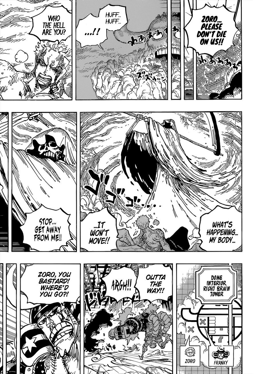 Manga One Piece 1038 Bchargoistheartist94 on X: "Finally, One Piece chapter 1038 is out and WOOOW, such much insane intensity in this chapter!!! 😱😱😱Zoro meets the Grim Reaper, Izo vs. CP-0, and the gut-wrenching battle Law