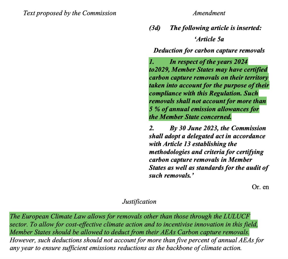 NEP_Brussels's tweet photo. New addition to #EffortSharing proposal from @jessicapolfjard ➡️ MS should be able to use CCS-based #carbonremoval to account for up to 5% annual emissions allowances

If we get definition right, this could encourage scale-up of technological #carbonremovals like #DACS and #BECCS https://t.co/qtkNecEDDC