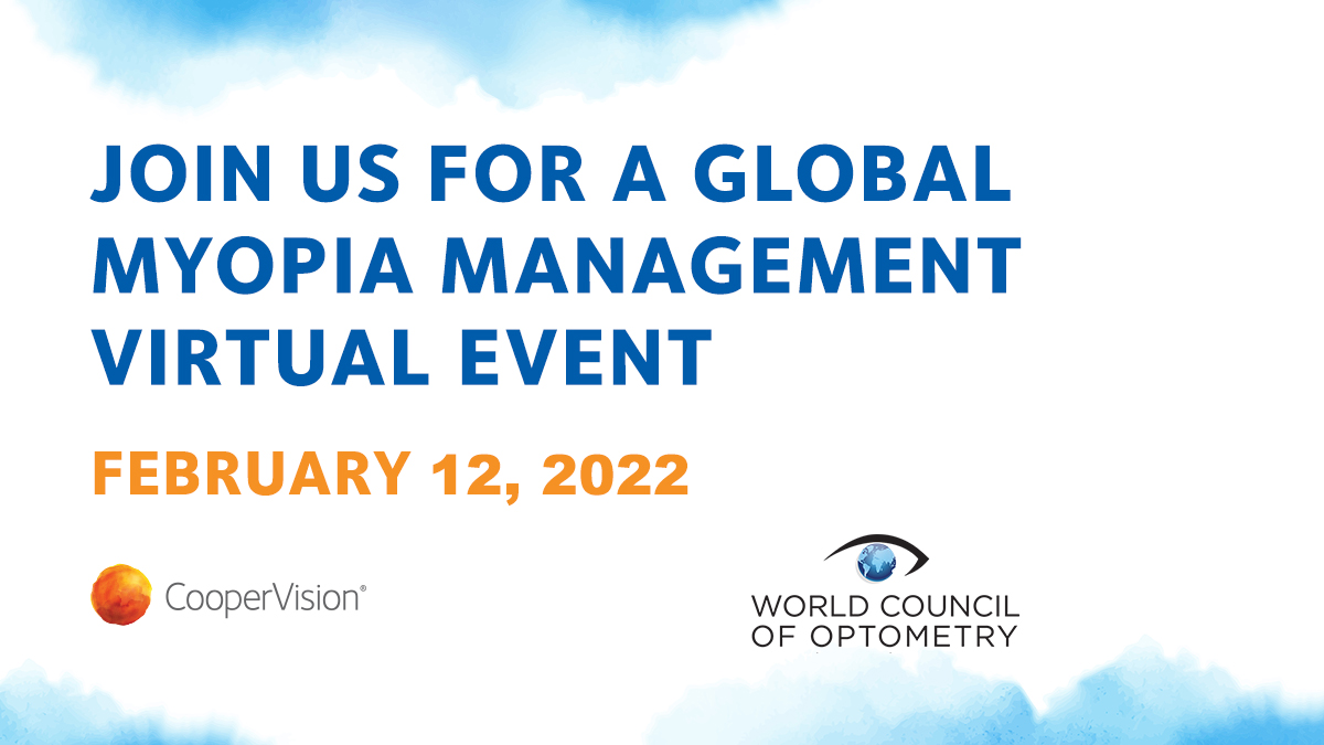 To address the growing concerns around myopia, the World Council of Optometry &amp; CooperVision are offering a free virtual event on Feb 12th where you can listen to experts in the field of myopia management.
Speakers - bddy.me/3o9DG9b
Registration - bddy.me/3IL1qYT