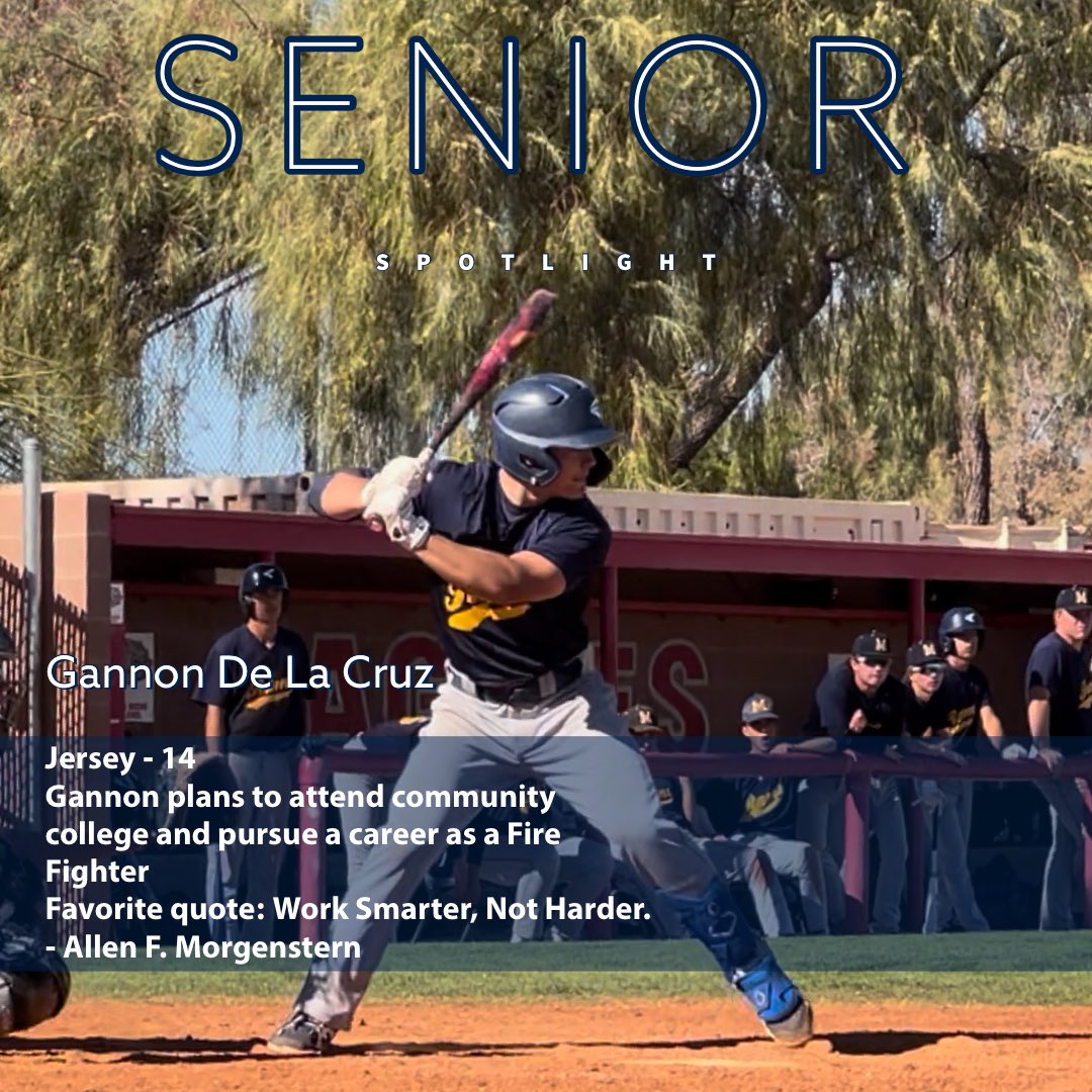 Meet Gannon De La Cruz! Number 14, A powerhouse on the field, Gannon is looking to study and serve his community as a Fire Fighter after High School. #mhsramsbaseball #baseball #seniorspotlight