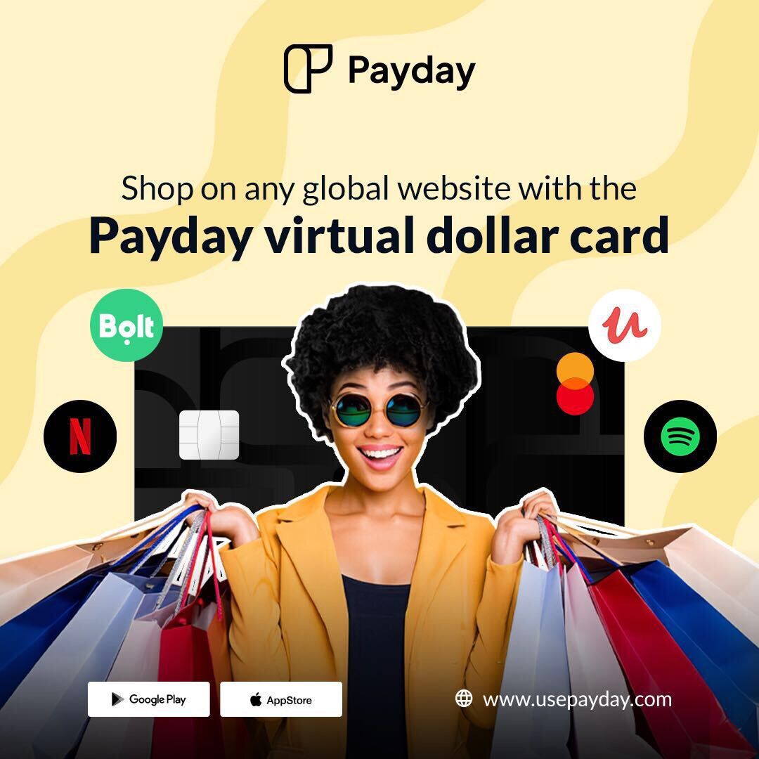 Saddiq_Mb's tweet photo. Buy you goods without any stress on any website of your choice with the help of @ourpayday Virtual dollar card #PaydayCardWorks
#UsePayday
#SpendFreely https://t.co/wCI0GSN925