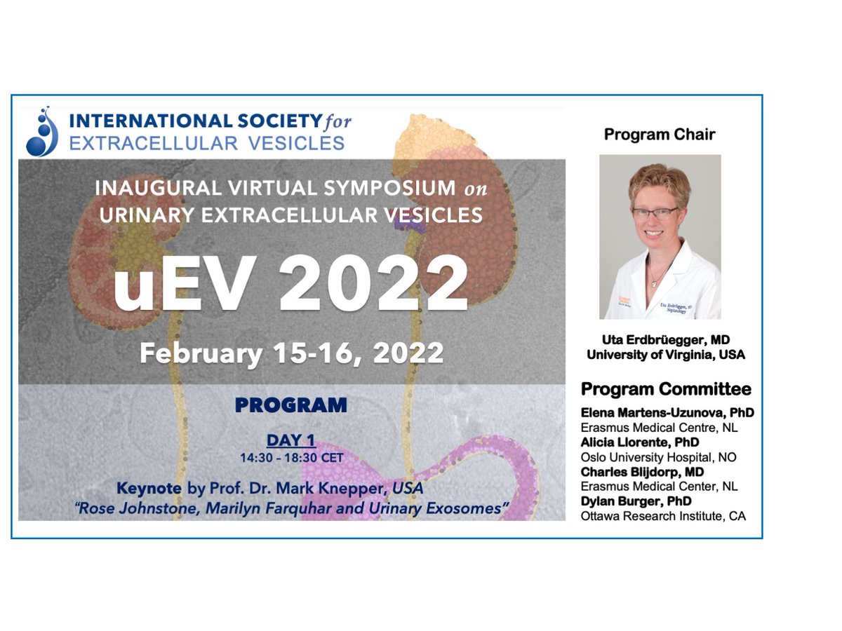 An exciting 2 day state-of-the-art symposium on the therapeutic and biological significance of Extracellular Vesicles. @RahulSharma_USA @Virginia_KUH @IsevOrg @UVANeph