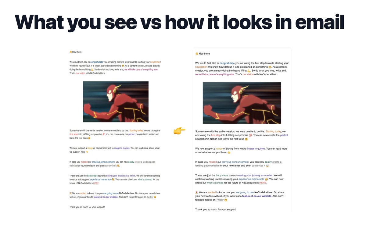 <a href="/NoCodeLetters/">NoCodeLetters</a> - Send your newsletters directly from Notion 📧

👉 Build your newsletter from scratch and send it directly to your subscriber without writing a single line of code.

1. Integrate Notion
2. Create a newsletter
3. Send your first newsletter

projectium.network/project/no-cod…
